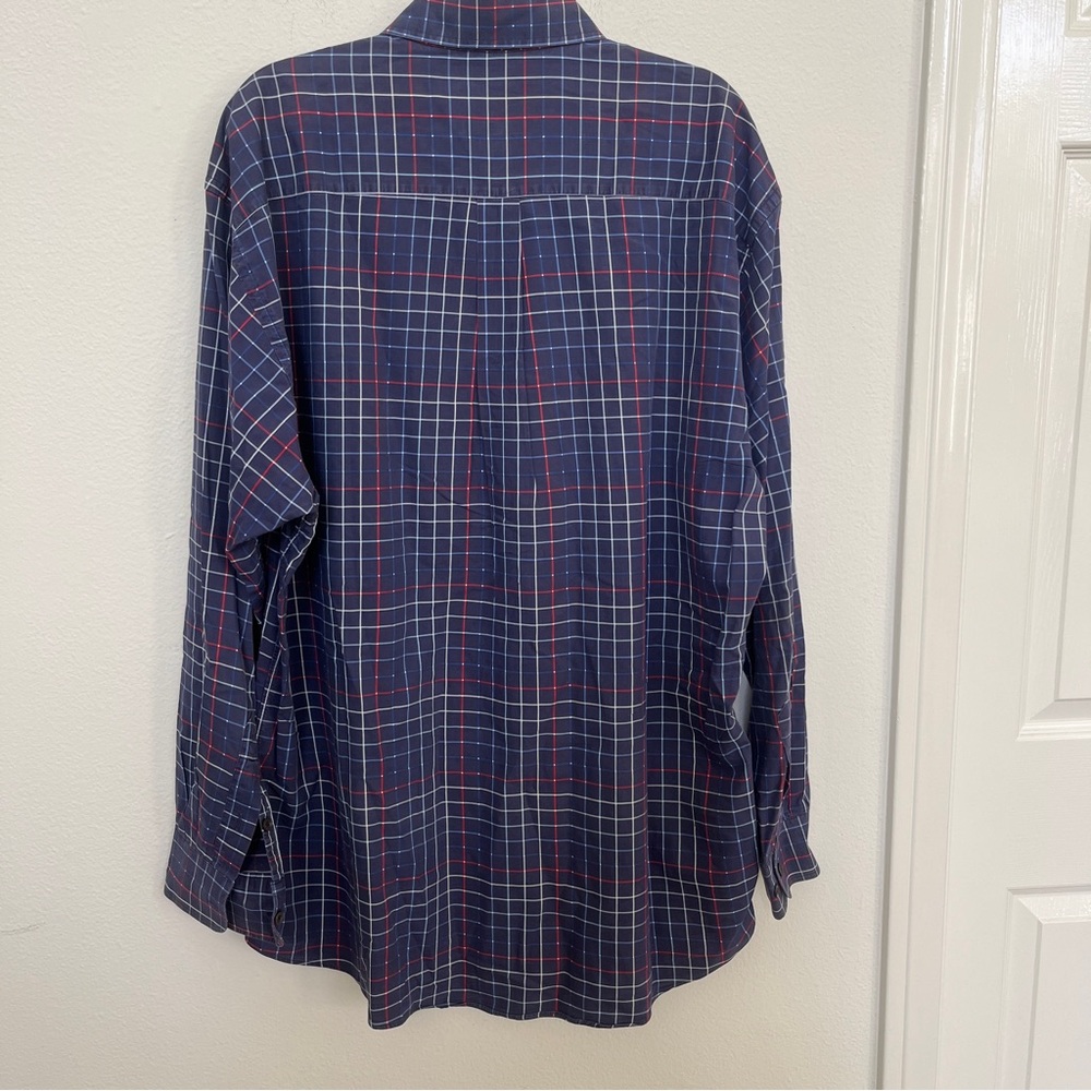 VTG BURBERRY London USA Button Down Shirt XL Blue Red White Check DOT PATTERN - Picture 9 of 16